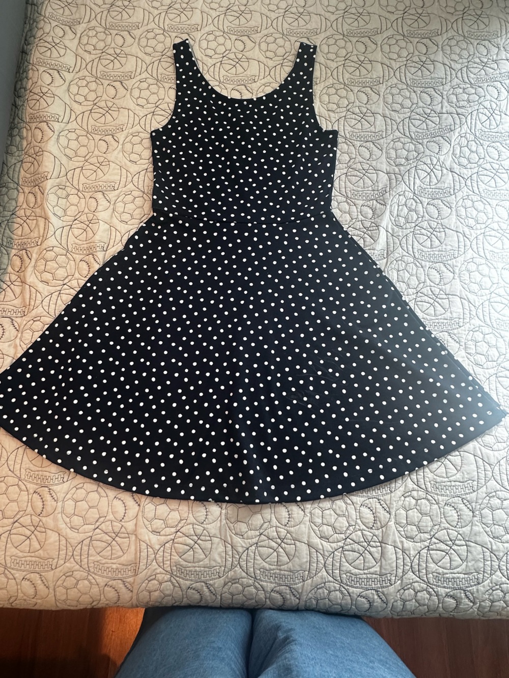 H&M Divided Black and White Polka Dot Skater Dress-Skirt